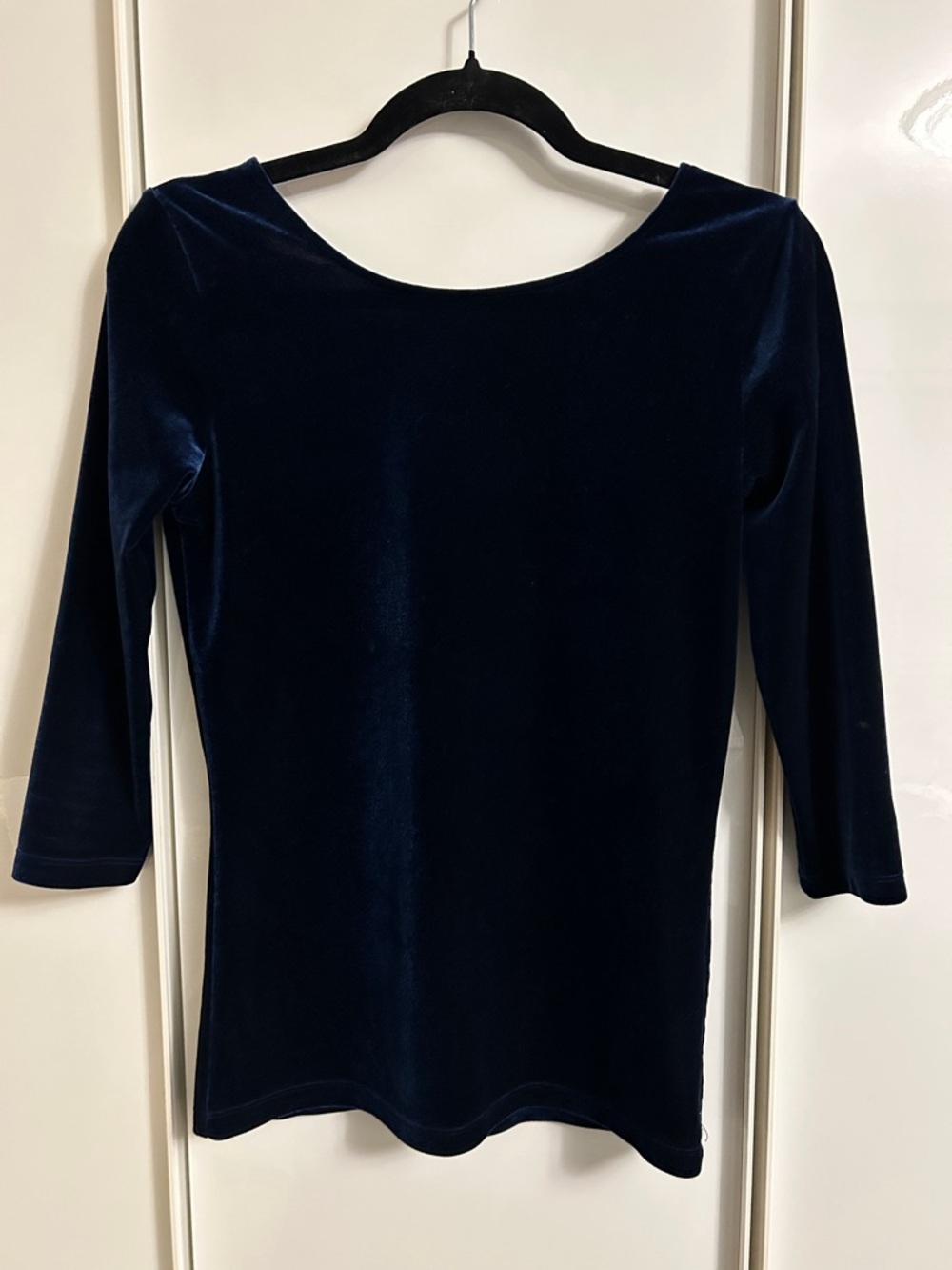 Joe Fresh Velvet Scoop Neck Long Sleeve Top - Navy
